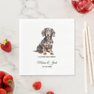 Dackel Hund I liebte ihre erste Hochzeit Napkins Serviette
