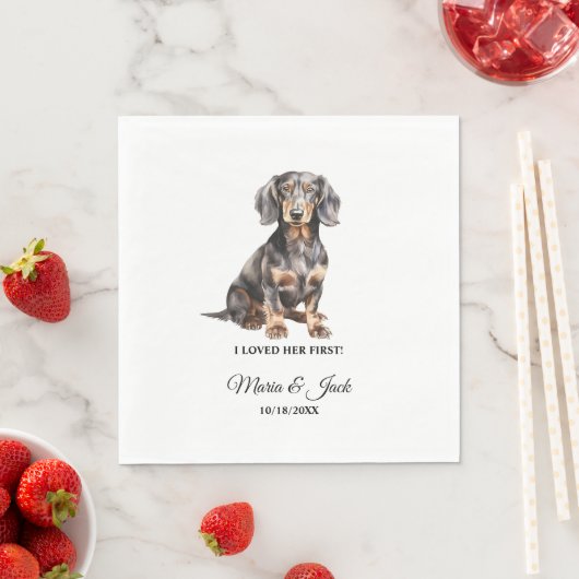 Dackel Hund I liebte ihre erste Hochzeit Napkins Serviette (Beispiel)