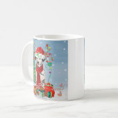 Dackel Hund im Schnee mit Weihnachtsgeschenken Kaffeetasse (Vorderseite Links)