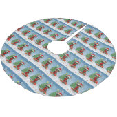 Dackel Hund im Schnee mit Weihnachtsgeschenken Polyester Weihnachtsbaumdecke (Schrägansicht)