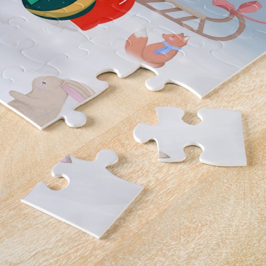 Dackel Hund im Schnee mit Weihnachtsgeschenken Puzzle (Seite)