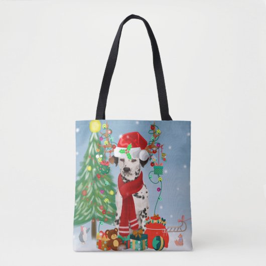 Dackel Hund im Schnee mit Weihnachtsgeschenken Tasche (Vorderseite)