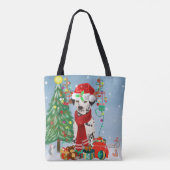 Dackel Hund im Schnee mit Weihnachtsgeschenken Tasche (Rückseite)