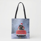 Dackel Hund im Schnee sitzen im Weihnachtswagen Tasche (Vorderseite)