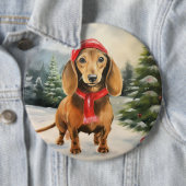 Dackel Hund im Schnee Weihnachten Button (Beispiel)
