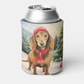 Dackel Hund im Schnee Weihnachten Dosenkühler (Kanne Rückseite)