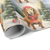 Dackel Hund im Schnee Weihnachten Geschenkpapier (Rolleneckpunkt)