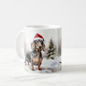 Dackel Hund im Schnee Weihnachten Kaffeetasse (Vorderseite Links)