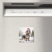Dackel Hund im Schnee Weihnachten Magnet (In Situ (Geschirrspüler))