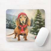Dackel Hund im Schnee Weihnachten Mousepad (Mit Mouse)