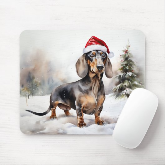 Dackel Hund im Schnee Weihnachten Mousepad (Mit Mouse)