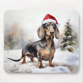 Dackel Hund im Schnee Weihnachten Mousepad (Vorne)