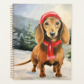 Dackel Hund im Schnee Weihnachten Planer (Vorderseite)