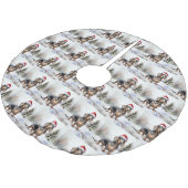 Dackel Hund im Schnee Weihnachten Polyester Weihnachtsbaumdecke (Schrägansicht)