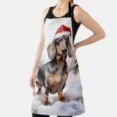 Dackel Hund im Schnee Weihnachten Schürze (InSitu)
