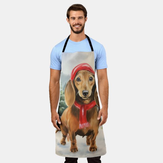 Dackel Hund im Schnee Weihnachten Schürze (Getragen)