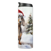 Dackel Hund im Schnee Weihnachten Thermosbecher (Nach rechts gedreht)
