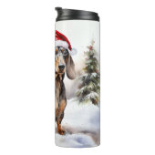 Dackel Hund im Schnee Weihnachten Thermosbecher (Nach rechts gedreht)