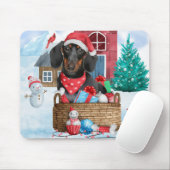 Dackel Hund im Schnee Weihnachtshundehaus Mousepad (Mit Mouse)