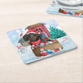 Dackel Hund im Schnee Weihnachtshundehaus Rechteckiger Pappuntersetzer (angewinkelt)