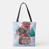 Dackel Hund im Schnee Weihnachtshundehaus Tasche (Rückseite)