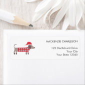 Dackel Hund in der Rücksendeadresse Weihnachtshut (Insitu)