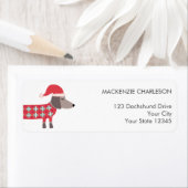 Dackel Hund in der Rücksendeadresse Weihnachtshut (Insitu)