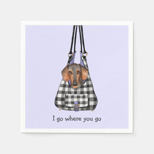 Dackel Hund in einem Beutel Beschreibung Serviette (Vorderseite)