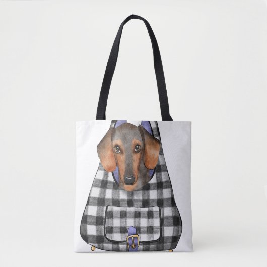 Dackel Hund in einem Beutel Tasche (Vorderseite)