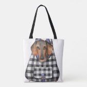 Dackel Hund in einem Beutel Tasche (Rückseite)