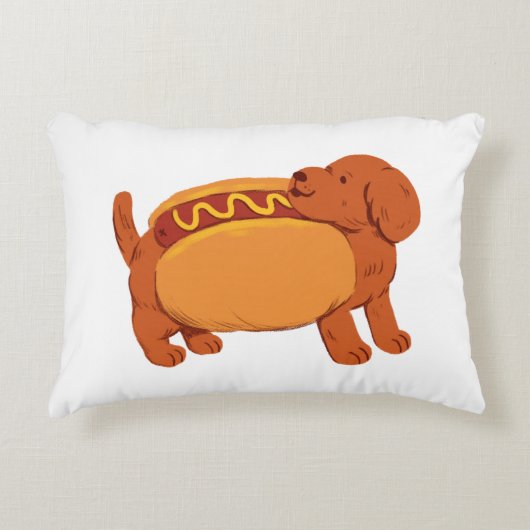 Dackel Hund in Hot Dog Dekokissen (Vorderseite)