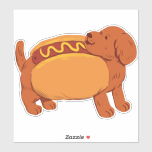 Dackel Hund in Hot Dog Kostüm Custom Cut Vinyl Aufkleber