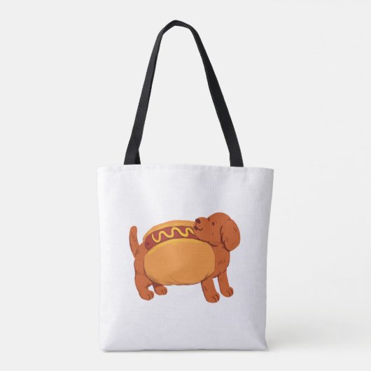 Dackel Hund in Hot Dog Tasche (Rückseite)