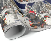 Dackel Hund in Schnee Weihnachtshut Geschenkpapier (Rolleneckpunkt)