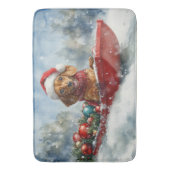 Dackel Hund in Sledge Lass es Schnee Weihnachten Badematte (Vorderseite Vertikal)