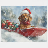 Dackel Hund in Sledge Lass es Schnee Weihnachten Fleecedecke (Vorderseite (Horizontal))