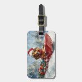 Dackel Hund in Sledge Lass es Schnee Weihnachten Gepäckanhänger (Vorderseite vertikal)