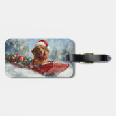 Dackel Hund in Sledge Lass es Schnee Weihnachten Gepäckanhänger (Rückseite horizontal)