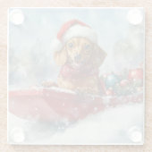 Dackel Hund in Sledge Lass es Schnee Weihnachten Glasuntersetzer (Rückseite)
