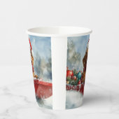 Dackel Hund in Sledge Lass es Schnee Weihnachten Pappbecher (Links)