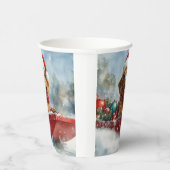 Dackel Hund in Sledge Lass es Schnee Weihnachten Pappbecher (Rechts)