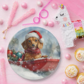 Dackel Hund in Sledge Lass es Schnee Weihnachten Pappteller (Party)