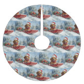 Dackel Hund in Sledge Lass es Schnee Weihnachten Polyester Weihnachtsbaumdecke (Vorderseite)