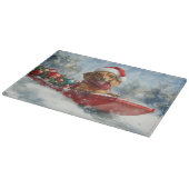 Dackel Hund in Sledge Lass es Schnee Weihnachten Schneidebrett (Ecke)
