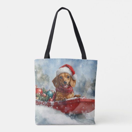 Dackel Hund in Sledge Lass es Schnee Weihnachten Tasche (Rückseite)