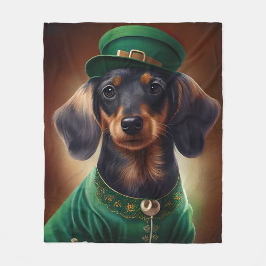 Dackel Hund in St. Patrick's Day Dress Fleecedecke (Vorderseite)