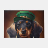 Dackel Hund in St. Patrick's Day Dress Fußmatte (Vorderseite)