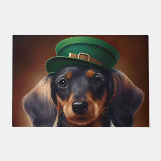 Dackel Hund in St. Patrick's Day Dress Fußmatte (Vorderseite)