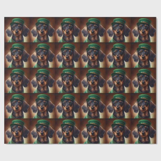 Dackel Hund in St. Patrick's Day Dress Geschenkpapier (Flach)