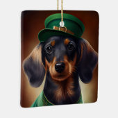 Dackel Hund in St. Patrick's Day Dress Keramikornament (Rechts)